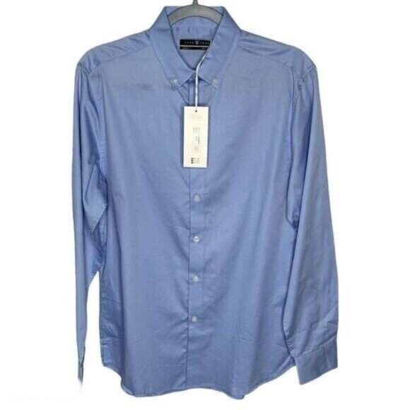 Five Four Men’s 100% Cotton Long Sleeve Button Down Light Blue Shirt Size Small - Picture 1 of 4